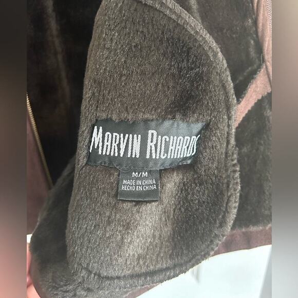 Vintage Marvin Richards Brown Faux Fur Lined Faux Sude Warm Winter coat Jacket M - Picture 13 of 15